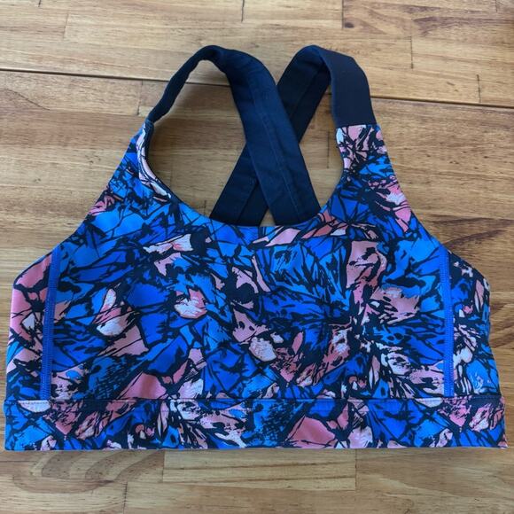 Lululemon All Sport Bra III Paint Storm Harbor Blue Luxtreme Cross Straps Size 8 - Picture 2 of 5